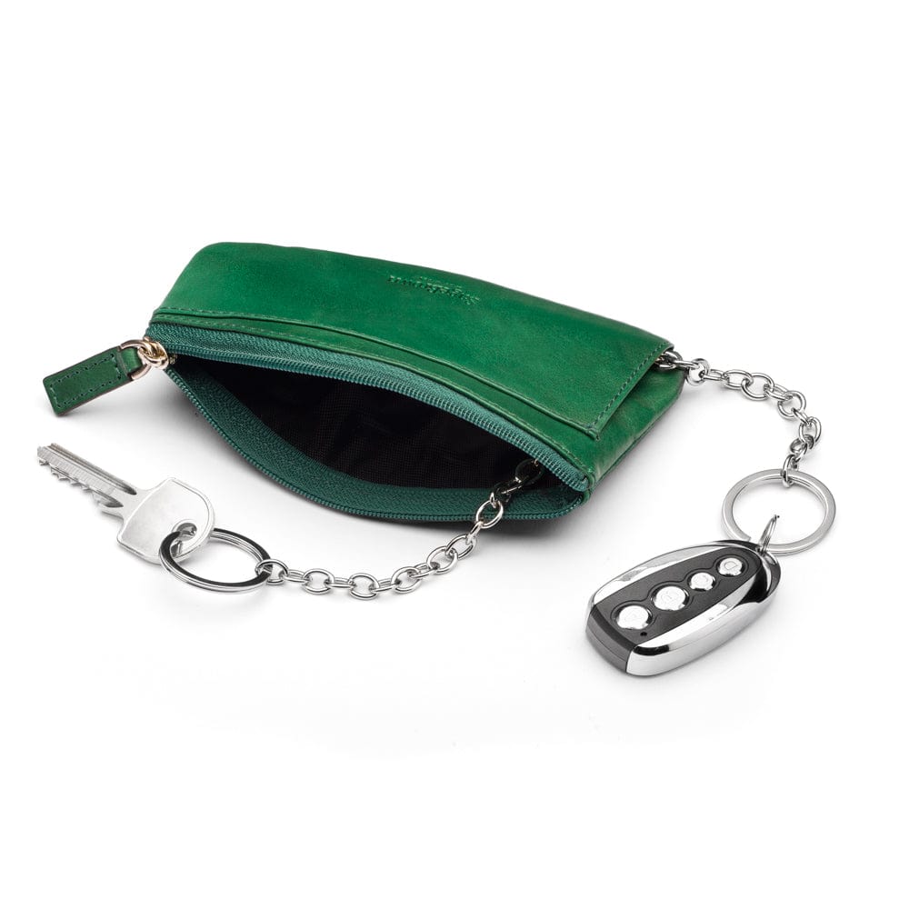 Large leather key case, green