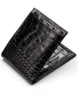 Leather 2 in 1 wallet, black croc, open