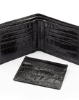 Leather 2 in 1 wallet, black croc, inside