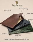 Leather A4 document folder, features and dimensions