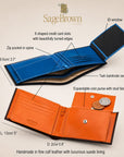 Leather Billfold Wallet with Coin Purse and ID Window, features and dimensions