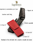 Leather pen case, features and dimensions