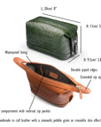 Leather wash bag, features and dimensions