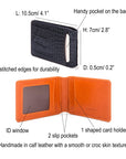 Leather travel card wallet, features and dimensions