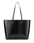 Luxury Leather Tote Bag and Shopper, Black Croc, front