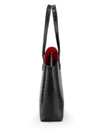 Luxury Leather Tote Bag and Shopper, Black Croc, side