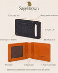 Luxury Leather Travel Card Holder with ID Window, features and dimensions