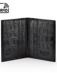 Premium Slim RFID Leather Credit Card Wallet, black croc, inside