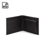 RFID leather wallet with coin purse, black croc, open