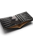 RFID compact leather billfold wallet 4 CC, black croc inside