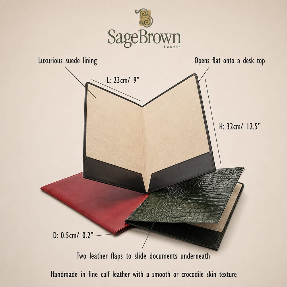 Simple leather A4 leather folder, features and dimensions