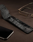 Single leather pen case, black croc, lifestyle