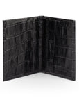 RFID leather credit card holder, black croc, inside view