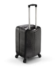 Small leather suitcase, black croc, telescopic handle