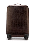 Small leather suitcase, brown croc, front