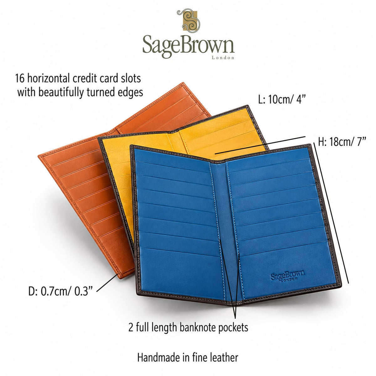 Tall Leather Coat Wallet With 16 Credit Card Slots, features and dimensions