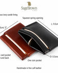 Leather squeeze spring coin purse, features and dimensions