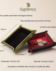 Small leather valet tray, features and dimensions