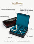 Large leather accessory box, features and dimensions
