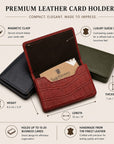 Luxury Leather Business Card Holder, features and dimensions