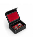 Miniature Leather Accessory Box, Black Croc Effect With Red, inside