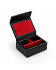Small Leather Stud & Collar Stiffener Box, Black Croc Effect With Red, open