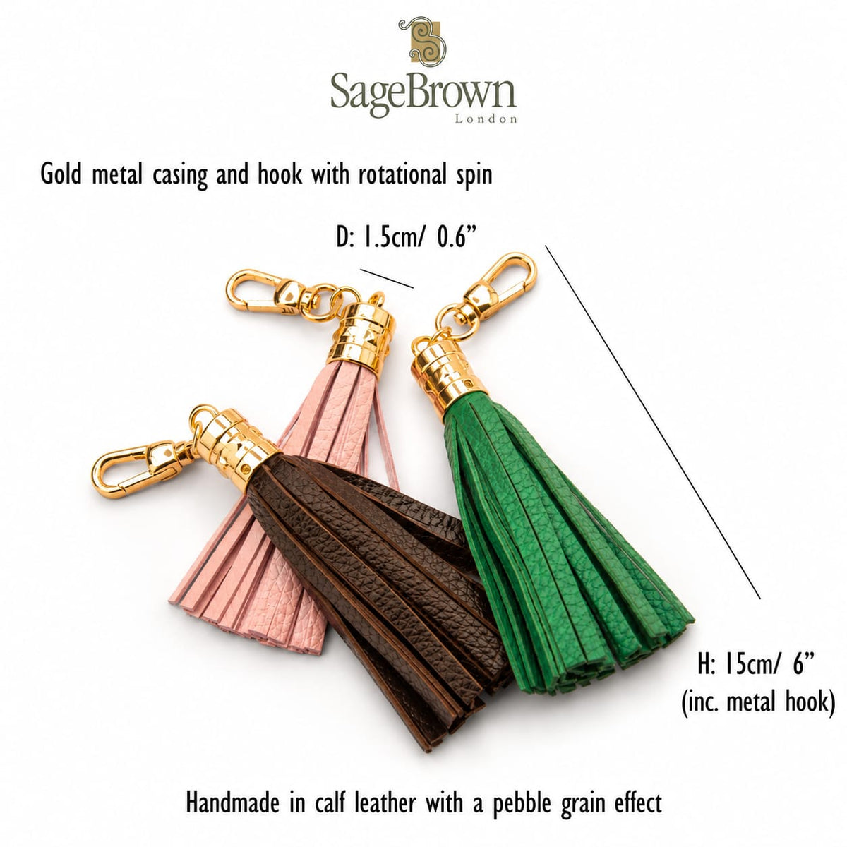 Leather tassel, features and dimensions