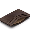 Flat leather credit card wallet 4 CC, brown pebble grain, inside