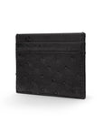 Flat ostrich leather credit card case, black ostrich leather, side