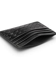 Flat woven leather card holder, black, inside