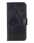 iPhone 15 case in leather with RFID, black, front