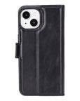 iPhone 15 case in leather with RFID, black, back