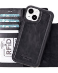 iPhone 15 case in leather with RFID, black