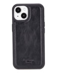 iPhone 15 case in leather with RFID, black, back cover