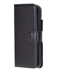 iPhone 15 case in leather with RFID, black, side