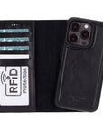 iPhone 15 Pro case in leather with RFID, black, detachable cradle