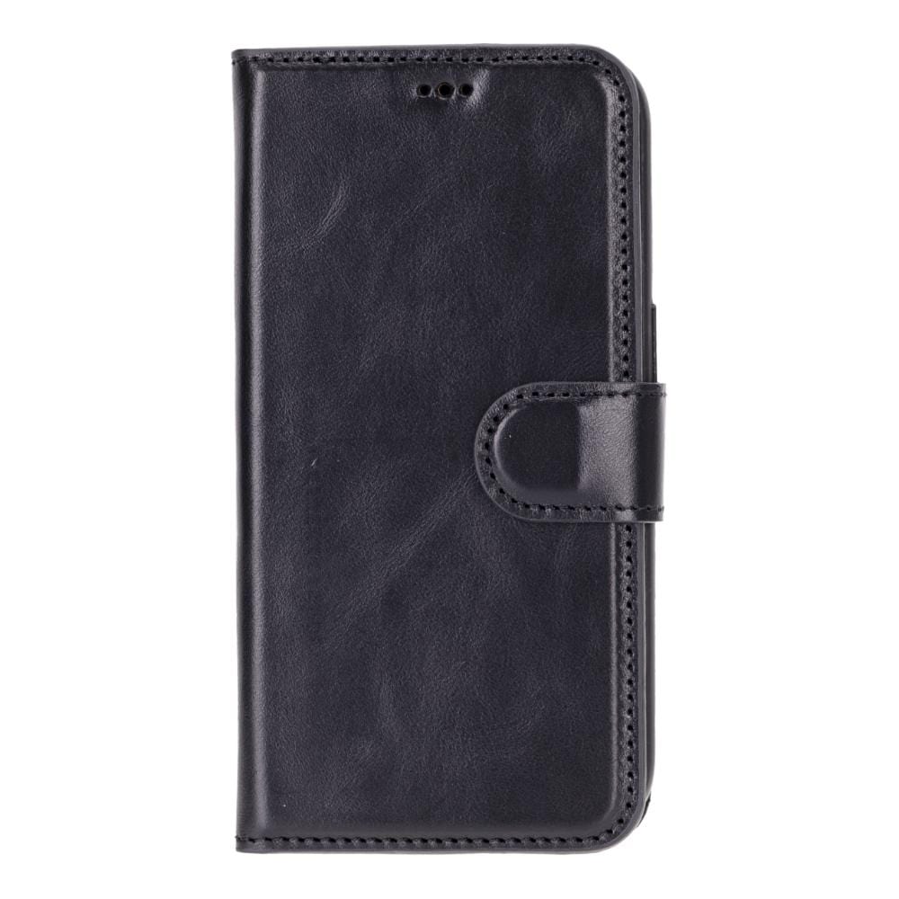 iPhone 15 Pro case in leather with RFID, black, front