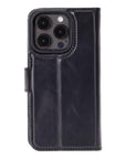 iPhone 15 Pro case in leather with RFID, black, back