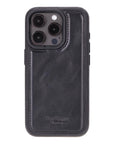 iPhone 15 Pro case in leather with RFID, black, back cover