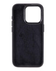 iPhone 15 Pro case in leather with RFID, black, inside back cover