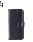 iPhone 15 Pro case in leather with RFID, black, front