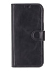 iPhone 15 Pro Max case in leather with RFID, black, front