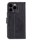 iPhone 15 Pro Max case in leather with RFID, black, back