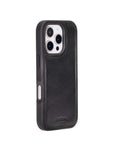 iPhone 16 Pro case in leather with RFID, black, side