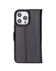 iPhone 16 Pro Max case in leather with RFID, black, back