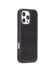 iPhone 16 Pro Max case in leather with RFID, black, side back cover