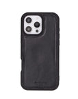 iPhone 16 Pro Max case in leather with RFID, black, back cover