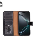 iPhone 16 Pro Max case in leather with RFID, black, inside