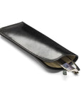 Large leather glasses case, black, inside