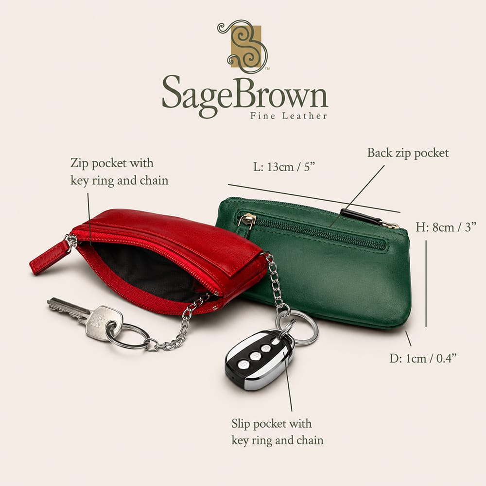 Large leather key case, features and dimensions